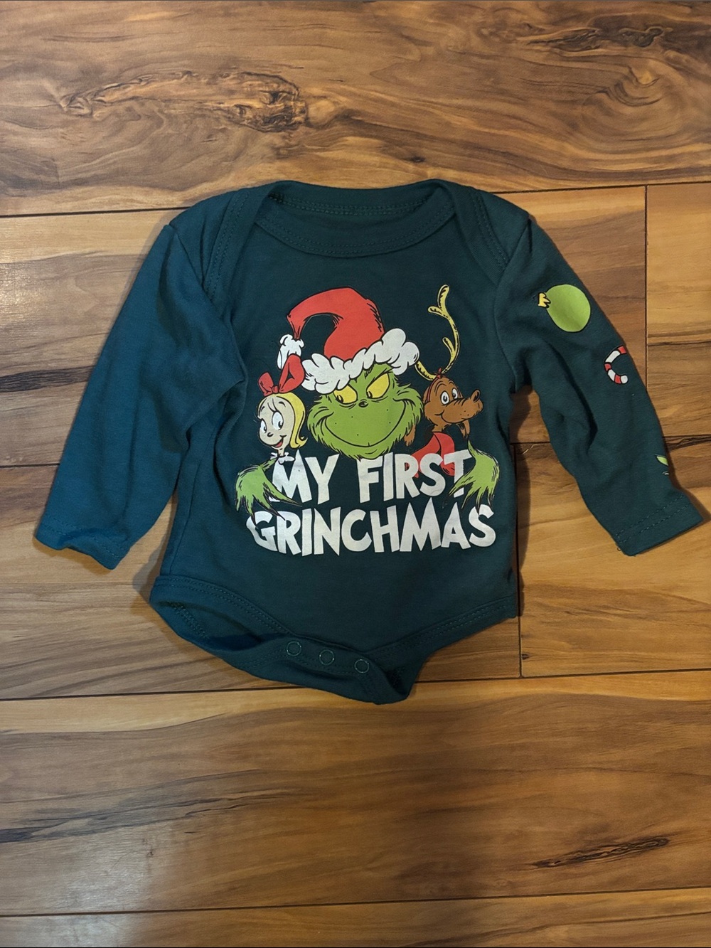 ☀️3/$15 bundle☀️ “My First Grinchmas" Baby One-Piece Bodysuit